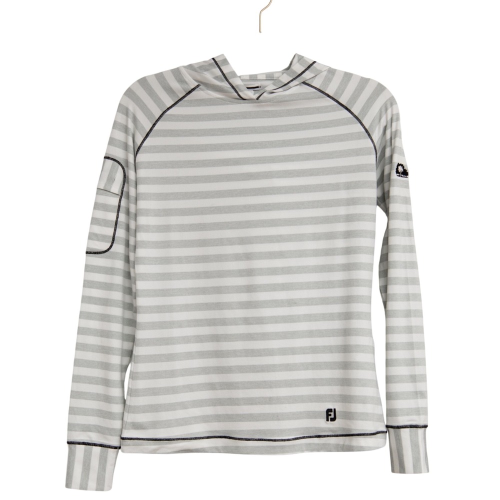 FootJoy FJ Ladies Pullover Golf Hoodie Gray and White Striped Size XS - SO SOFT!